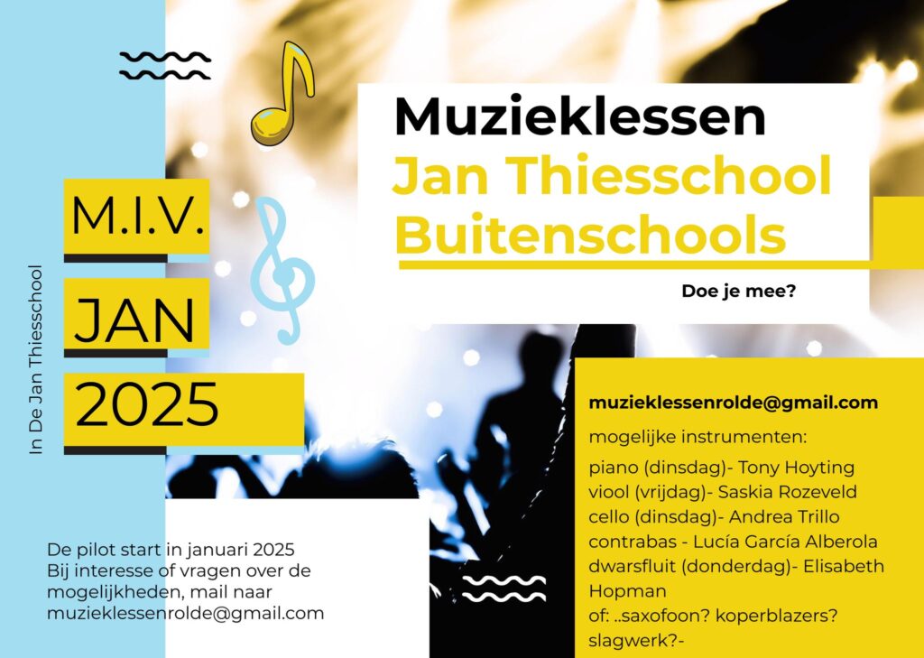 Op de Jan Thiesschool geeft Drentse pianist Tony Hoyting buitenschoolse pianolessen. Er zijn twee plekjes vrij op dinsdagmiddag!